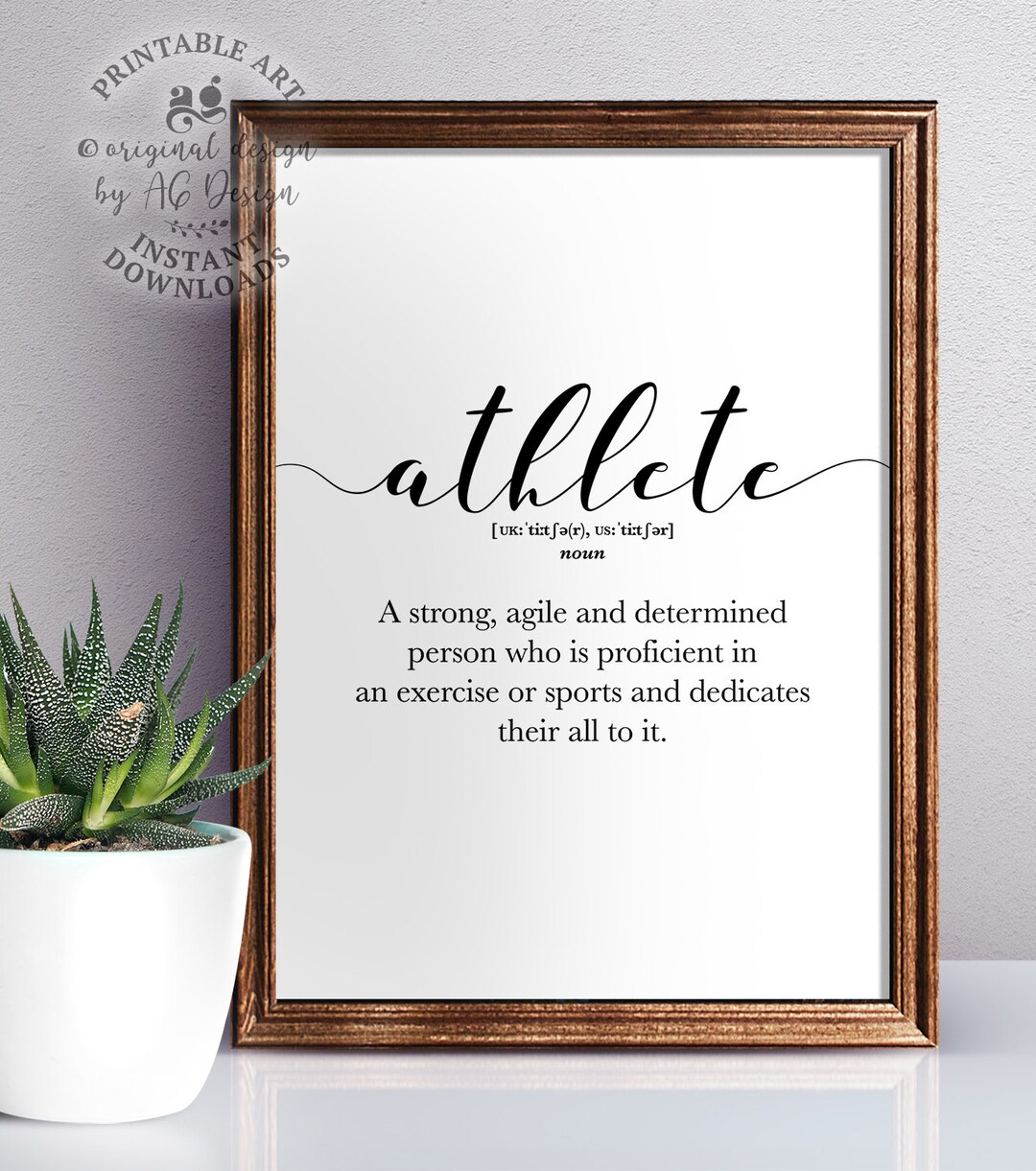 Athlete Definition Wall Art, Athlete Gift Ideas, Athlete Printable