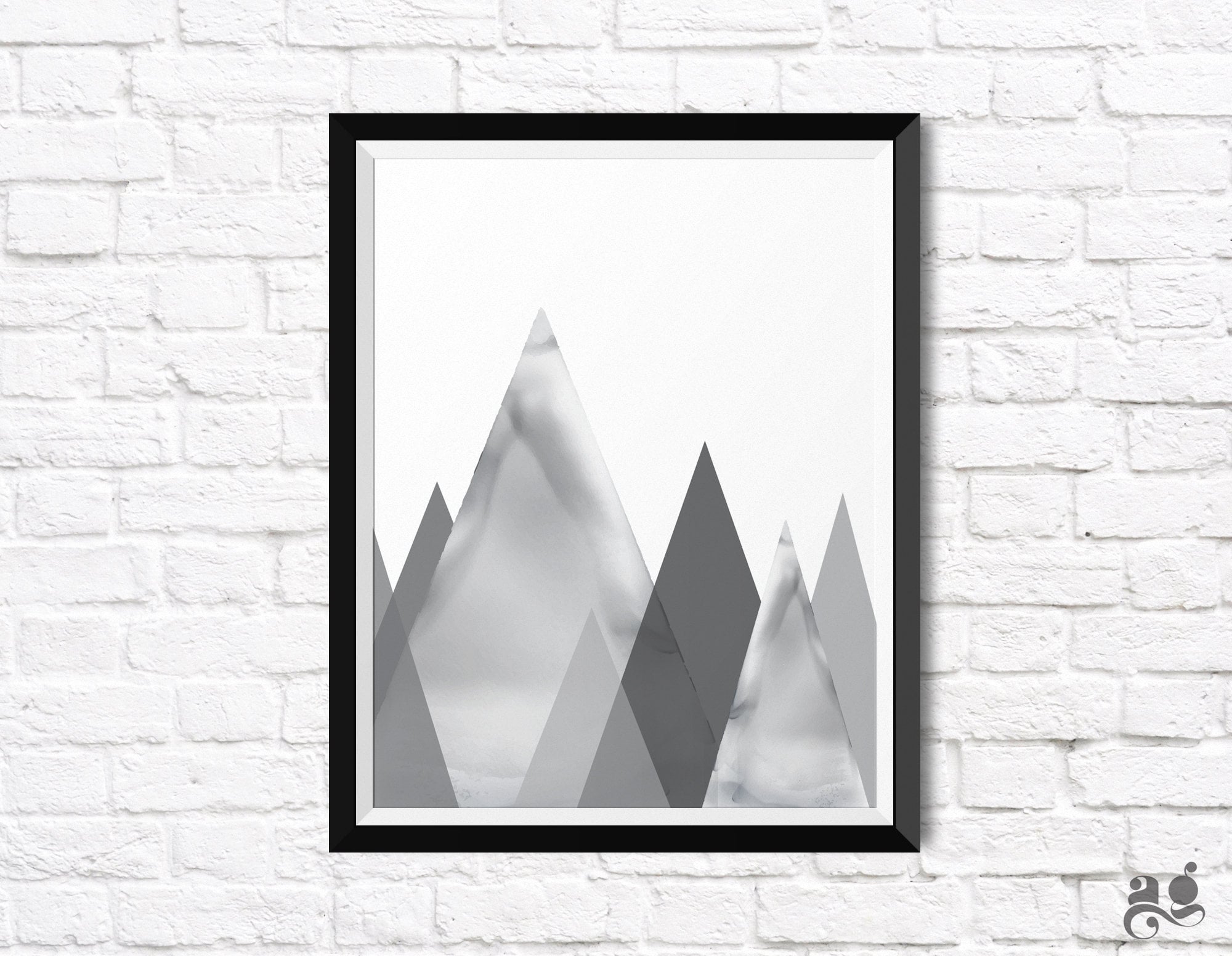 Abstract Mountain Prints Set of 3 Black and White Art Mid Etsy