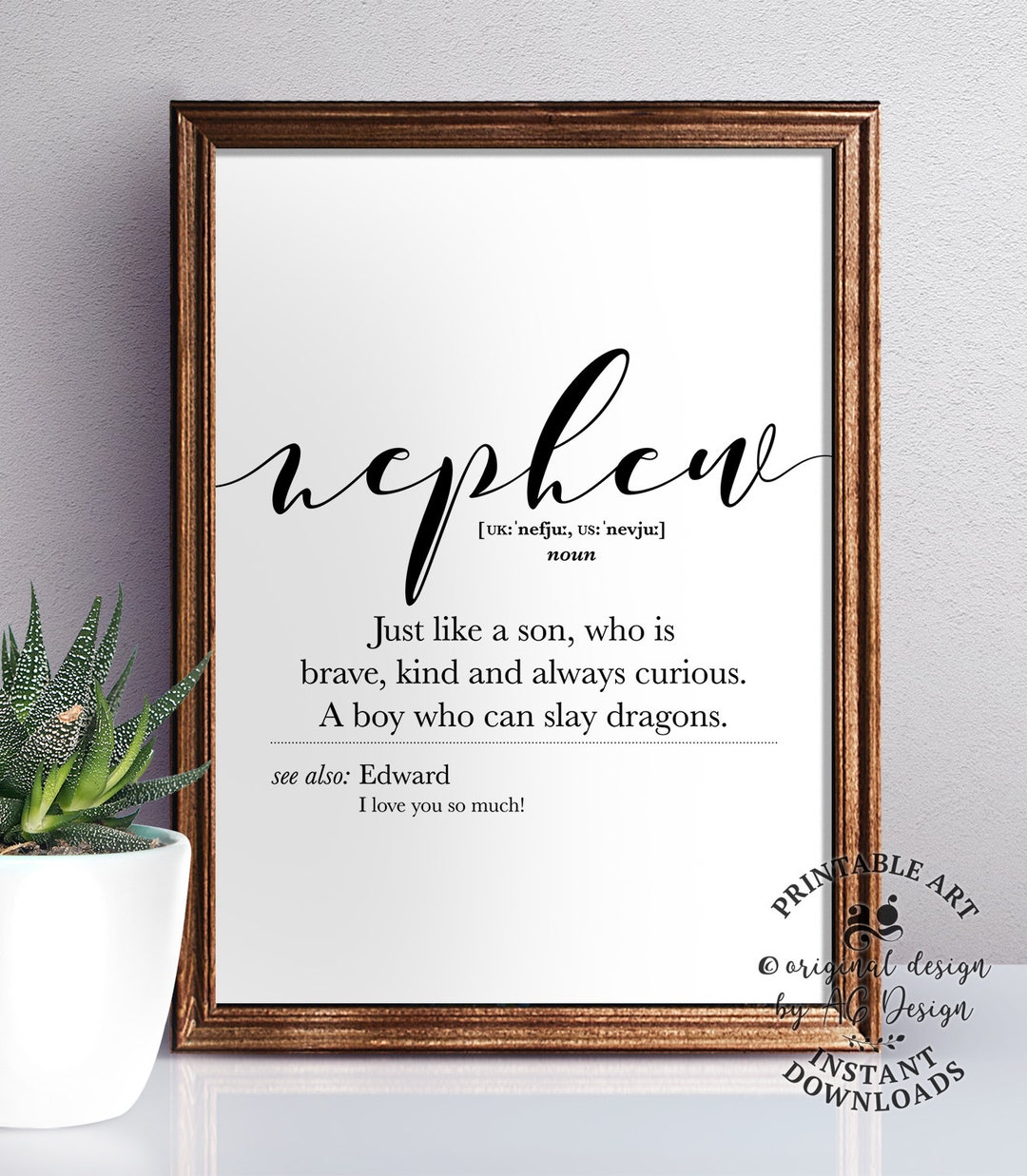 Personalized Gift for Nephew Printable Nephew Definition Etsy