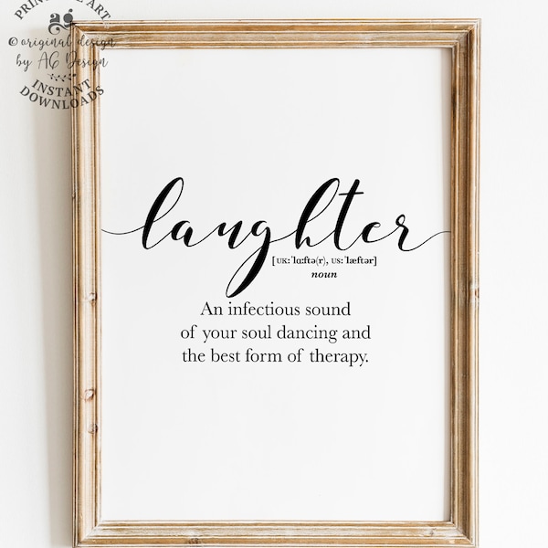 Laughter wall print, Laughter definition, printable qoutes, Encouragement gifts, definition wall art, love laugh happiness quotes poster