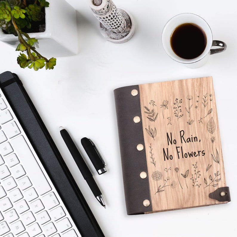 Wooden planner Add custom Corporate Logo Leather Journal Blank Notebook Wooden Notepad Motivational notepad or dairy Sketchbook