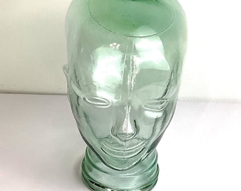 Vintage Clear Glass Mannequin Head for Display Authentic Full Size Head Hat Dis