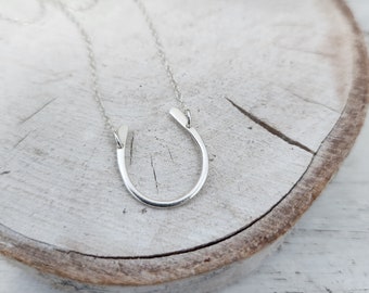 Sterling Silver Horseshoe Necklace - Lucky Horseshoe Charm Dainty 16 Inches Length+ extension