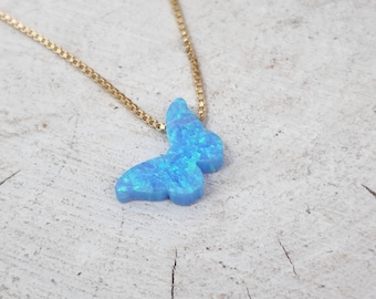 Blue Opal Butterfly Ketting Cadeau voor vrouwen Meisje Sieraden Delicate Opal sieraden 14k Gold Filled Box Chain