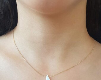 Witte Opaal Vlinder Ketting Cadeau voor Vrouwen Meisje Delicate Opaal sieraden Goud Gevulde Box Chain