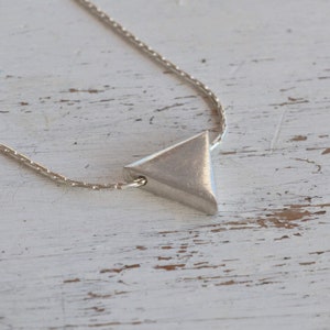 925 Sterling Silver Triangle Necklace - Dainty Geometric Pendant Necklace 16 inches Length+2 Inch Extension