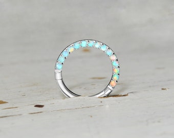 Helix Ring Hoop - Hinged Nose Ring Hoop - 16G Opal Stone Septum Ring - Tragus Earrings for Women - Versatile Nose Piercing Jewelry