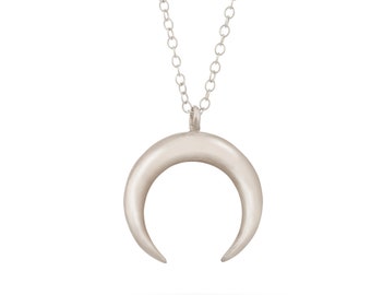 Hoorn ketting, zilver hoorn ketting, Moon Necklace, Crescent moon ketting