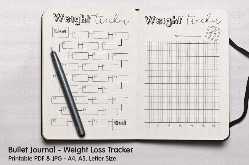 Bullet Journal Weight Loss Tracker A4 A5 Letter Size | Etsy