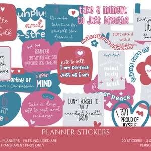 Self Care DIGITAL Planner Stickers Aesthetic- Printable Add-On - Color Palette Complements Weekly Planner Kit PS-022