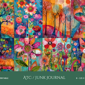 Whimsical 3 Ephemera Printable ATC Junk Journal Cards: Digital Download of Printable Scrapbooking