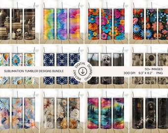 May include: A bundle of 50 sublimation tumbler designs. The designs include a variety of patterns, including floral, geometric, and abstract. The designs are in a variety of colors, including blue, green, pink, and purple. The designs are 300 DPI and 9.3 inches by 8.2 inches.