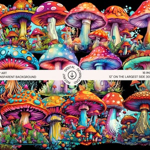 Watercolor Magic Mushroom Clip Art Bundle | 16 PNGs