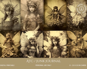 Fairy ATC Cards for Junk Journals, Ephemera (Digital Download)