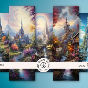 Printable Bookmarks 2x6 || Magical Places Castles