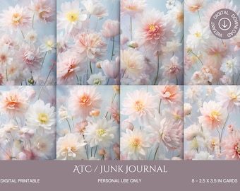 Floral ATC Cards for Junk Journals, Ephemera (Digital Download)