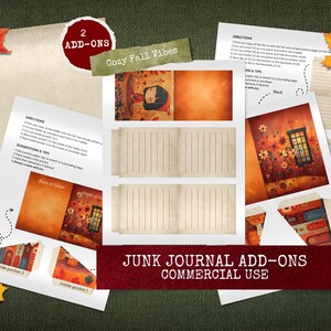 Enchanted Fall Foliage Junk Journal Add-ons Serene landschappen Zonsondergang Lucht Oranje Gouden Oogst Rood