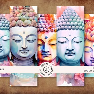 Printable Bookmarks 2x6 || Buddha Watercolor