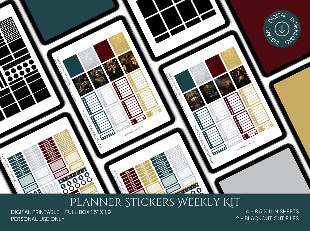 New Years Eve Roaring 20s DIGITAL Planner Stickers PRINTABLE Weekly Kit ...