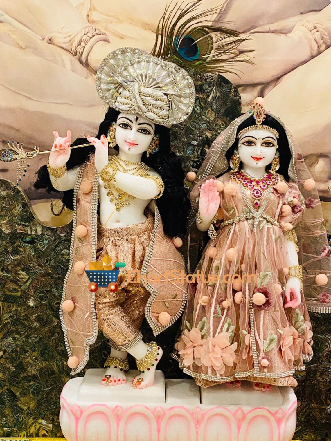 White marble iskcon radha krishna statue products radha Etsy