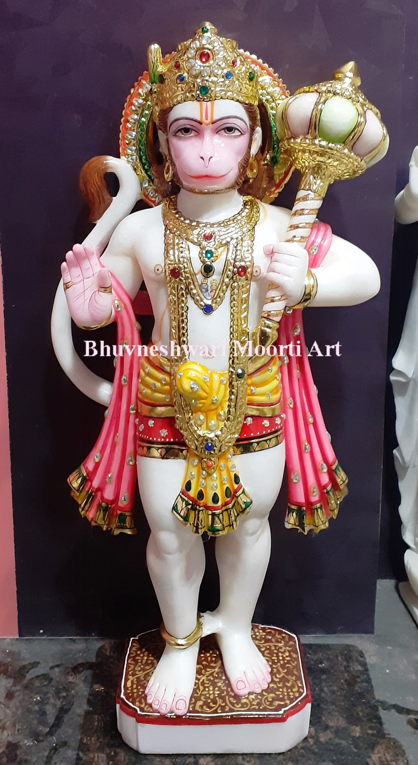 White Marble Beautiful Hanuman Ji Statue Marble Murti Ram Etsy