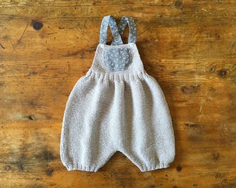 Barboteuse coton / lin gris argent - 6 mois