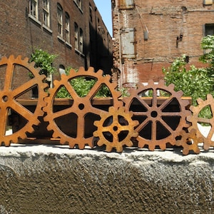 Large Wood Gear set, Faux Iron Gears, Sprocket, Pulley, Steampunk  Industrial Art Supplies, Wall Hanging Gears, Wall Ornaments