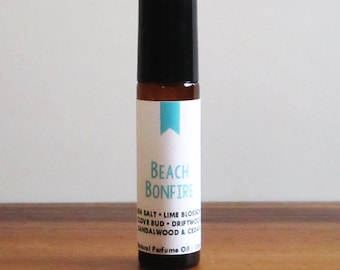 BEACH BONFIRE / Sea Salt Lime Blossom Clove Bud Driftwood Sandalwood Cedar / Season Inspired / Summer Collection / Roll-On Perfume Oil