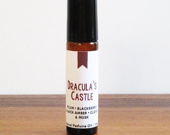 DRACULA&#39;S CASTLE / Plum Blackberry Black Amber Clove & Musk / Book Inspired / Victorian Horror Collection / Roll-On Perfume Oil