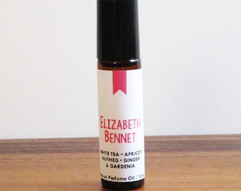ELIZABETH BENNET / White Tea Apricot Nutmeg Ginger & Gardenia / Book Inspired / Jane Austen Collection / Roll-On Perfume Oil