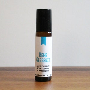 BENE GESSERIT / Saffron Spice Rose Lemon & Patchouli / Book Inspired / Science Fiction Dune / Roll-On Perfume Oil