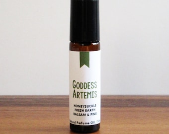 GODDESS ARTEMIS / Honeysuckle Fresh Earth Balsam & Pine / Book Inspired / Mythology Collection / Roll-On Perfume Oil