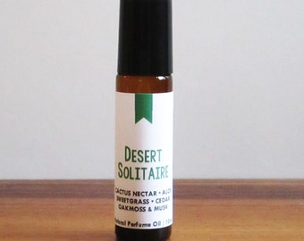 DESERT SOLITAIRE / Cactus Nectar Aloe Sweetgrass Cedar Oakmoss & Musk / Book Inspired / Nonfiction Nature Collection / Roll-On Perfume Oil