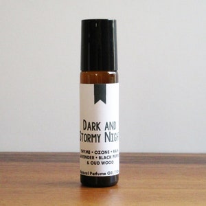 DARK and STORMY NIGHT / Thyme Ozone Rain Lavender Black Pepper & Oud Wood / Book Inspired / Archetype Collection / Roll-On Perfume Oil