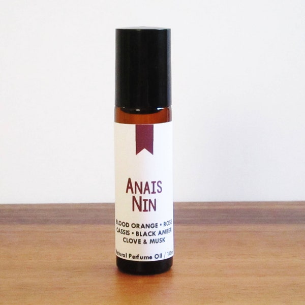 ANAIS NIN / Blood Orange Rose Cassis Black Amber Clove & Musk / Book Inspired / Classic Literature Collection / Roll-On Perfume Oil