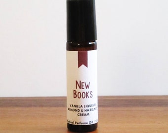 NEW BOOKS / Vanilla Liqueur Almond & Hazelnut Cream / Book Inspired / Library Bookstore / Roll-On Perfume Oil