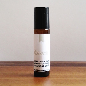 GOSSAMER / Sugar White Linen Jasmine Cashmere Sandalwood & Musk / Book Inspired / Beautiful Words / Roll-On Perfume Oil