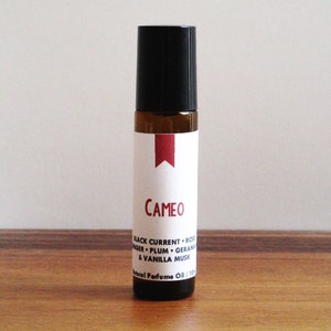 CAMEO / Black Currant Rose Ginger Plum Geranium & Vanilla Musk / Book Inspired / Beautiful Words / Roll-On Perfume Oil