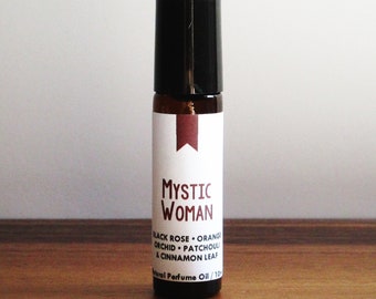 MYSTIC WOMAN / Black Rose Orange Orchid Patchouli & Cinnamon Leaf / Book Inspired / Fantasy Mythology / Roll-On Perfume Oil