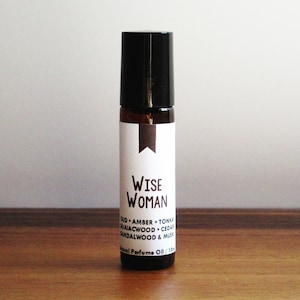 WISE WOMAN / Oud Amber Tonka Guaiacwood Cedar Sandalwood & Musk / Book Inspired / Archetype Collection / Roll-On Perfume Oil