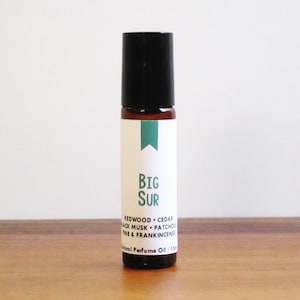 BIG SUR / Redwood Cedar Black Musk Patchouli Pine & Frankincense / Book Inspired / Jack Kerouac / Roll-On Perfume Oil