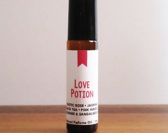 LOVE POTION / Rustic Rose Jasmine Black Tea Pink Hibiscus Orange Sandalwood / Book Inspired / Fantasy Romance / Roll-On Perfume Oil