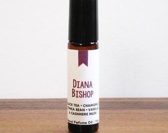 DIANA BISHOP / Black Tea Chamomile Tonka Bean Vanilla & Cashmere Musk / Book Inspired / Fantasy A Discovery of Witches / Roll-On Perfume Oil