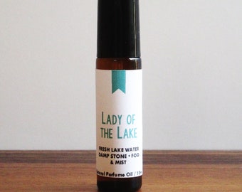 LADY of the LAKE / Fresh Lake Water Damp Stone Fog & Mist / Book Inspired / King Arthur Poetry/ Roll-On Perfume Oil