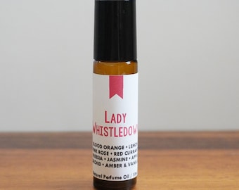 LADY WHISTLEDOWN / Blood Orange Lemon Pink Rose Currant Freesia Jasmine Apple Orchid Amber & Vanilla / Book Inspired / Roll-On Perfume Oil