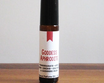 GODDESS APHRODITE / Pomegranate Apple Rose Orchid Sea Foam Cashmere Musk / Book Inspired / Greek Mythology / Roll-On Perfume Oil
