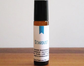 STARDUST / Crushed Blackberries Snowdrop Eucalyptus Mint Plum Lime Ozone Musk & Sandalwood / Book Inspired / Roll-On Perfume Oil