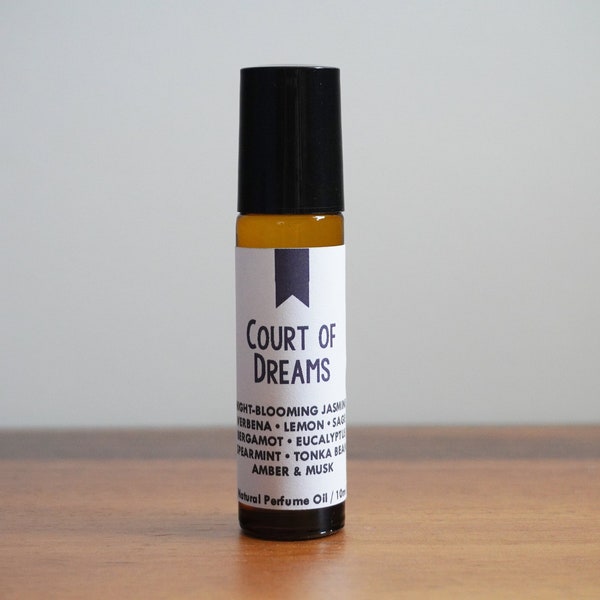 COURT of DREAMS / Jasmine Verbena Lemon Sage Bergamot Eucalyptus Spearmint Amber Musk / Book Inspired / ACOTAR / Roll-On Perfume Oil