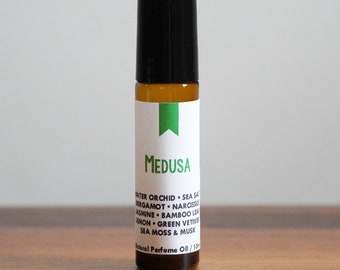 MEDUSA / Water Orchid Sea Salt Bergamot Narcissus Jasmine Bamboo Vetiver Moss Musk / Book Inspired / Greek Mythology / Roll-On Perfume Oil