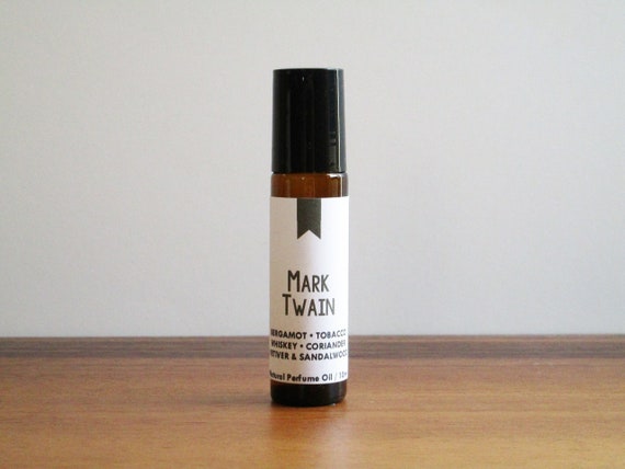 MARK TWAIN / Bergamot Tobacco Whiskey Coriander Vetiver & Sandalwood / Book  Inspired / Classic Literature / Roll-on Perfume Oil